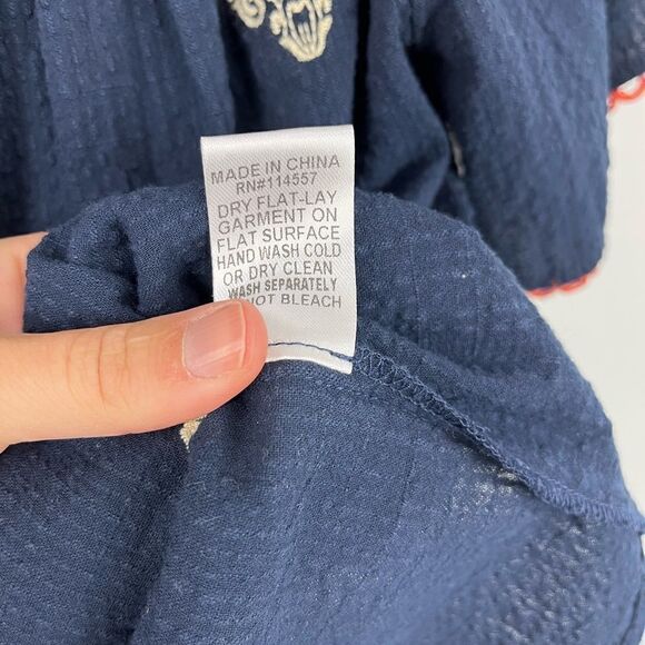 THML Navy Cotton Blouse with Embroidery XS - Picture 4 of 6